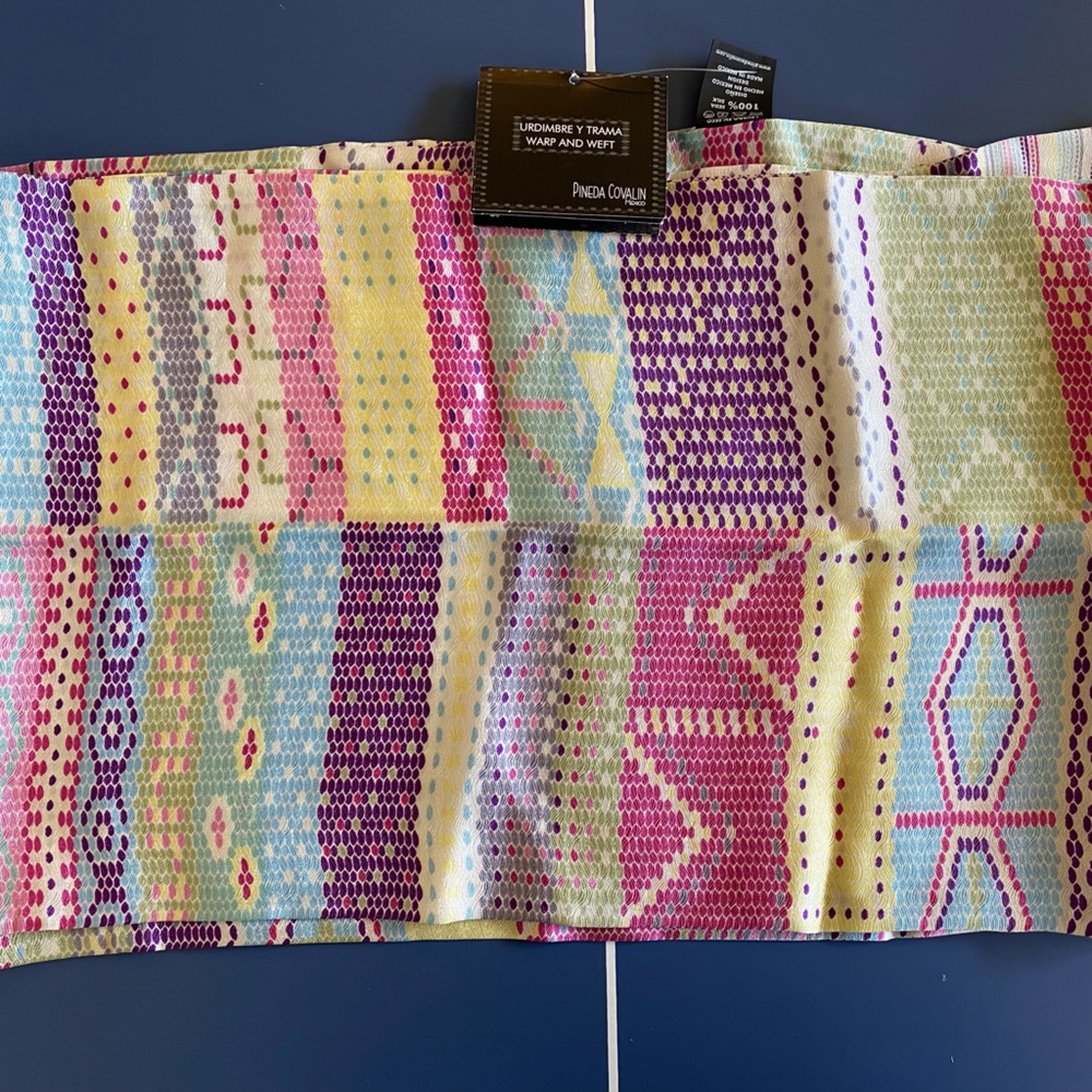 Pineda Covalin 100% Silk Pink Honeycomb Pattern Rectangle Long Scarf NWT